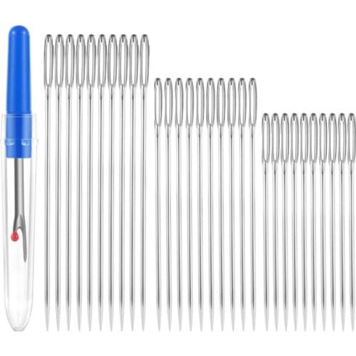 Large Eye Blunt Sewing Needles Cross Stitch Knitting Needle Handmade Leather Embroidery Thread Needle Sewing Accessories 30pcs