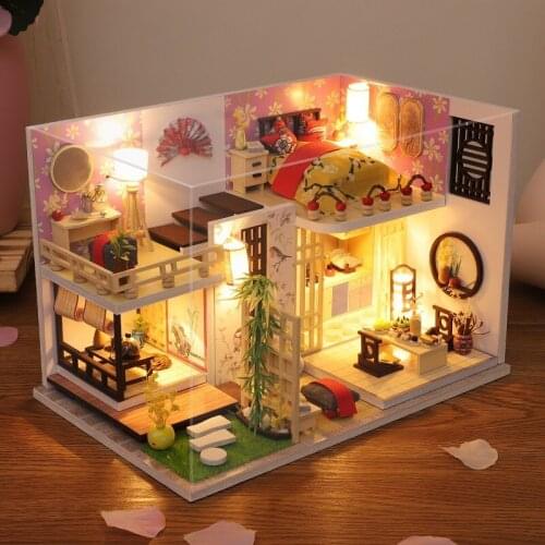 Japanese Architectural Miniature Model DIY Doll Puppet House Wooden Small Furniture Set Childrens Birthday Toy Gift