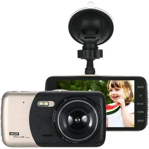 4" Dual Lens Car DVR Camera Dash Cam Video Camcorder GPS Navigation Rear View Mirror with Rearview Camera with LED Night Vision