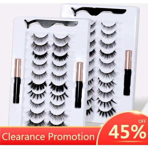 5/7/10 Pairs Magnetic False Eyelashes Magnetic Eyeliner Tweezers Multiple Style Waterproof Lasting Fake Eyelashes Extension Set