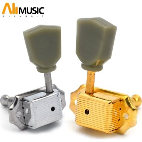6pcs Left and Right Hand Vintage Guitar Deluxe Locking String Tuning Pegs Machine Heads Greenish Button Chrome Golden Black