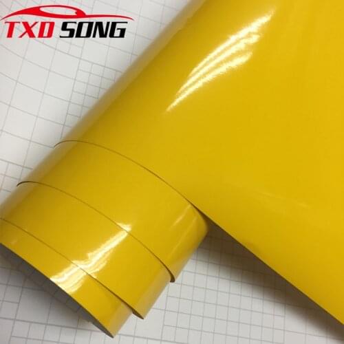 7 Sizes High Gloss yellow Vinyl Film Super Shiny Glossy Vinyl Film Car Wrapping Foil CAR STICKERS