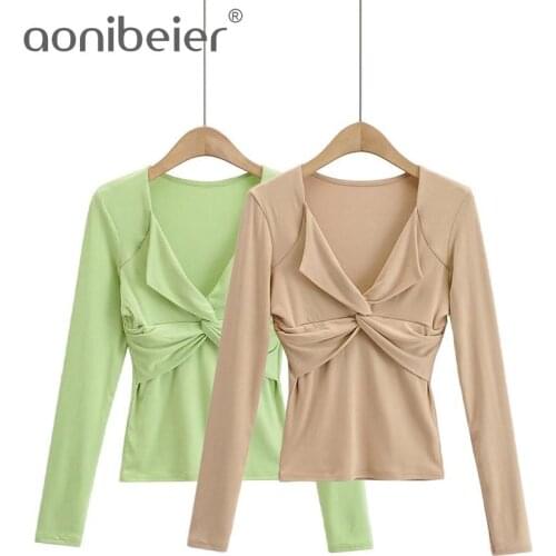 Женские футболки с длинным рукавом Aonibeier China At AliExpress