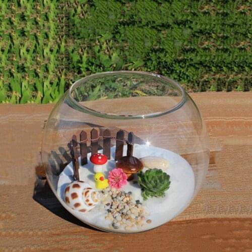 Free Shipping 4pcs/pack Diameter=12cm Middle Size Top Open Glass Terrarium Vase Home Decoration Creative Aquarium Fishbowl Gift