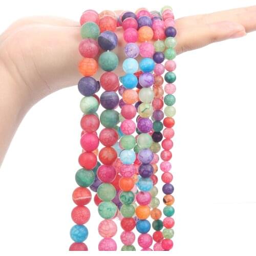 Multicolor Fire Dragon Veins Agate Natural Stone Beads Round Loose Spacer Beads For Jewelry Making Needlework Bracelets 6/8/10MM