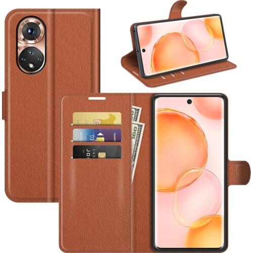 50pcs/Lot Flip Magnetic PU Leather Wallet Stand Case For Huawei Honor 50 SE P50 Pro Play 5T Nova 8 5G Lychee Grain Cover
