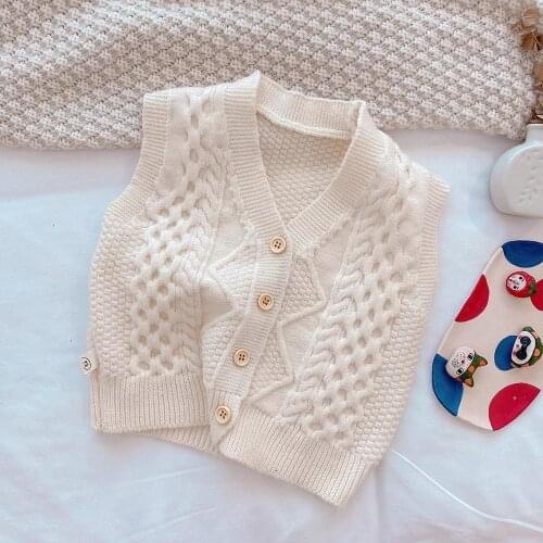 Children Vest Sweaters Baby Boy Girl Clothing Korean Kids Sleeveless Knitted Vest Jacket Diamond Cardigan Spring Coat Clothes