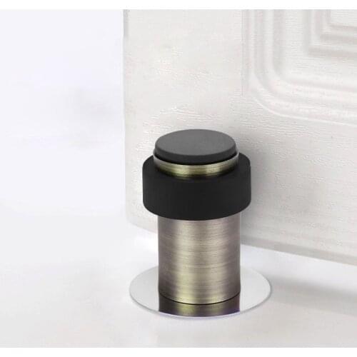 Stainless steel Door Stopper Non Punching Door Holder Floor Mounted Nail-free Stopper for doors stick doorstop