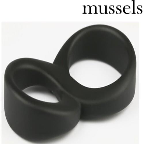 Mussels Double Penis Rings For Time Delay Silicone Cock Ring Ball Male Erection Enlarger Enhancement Sex Toys For Man