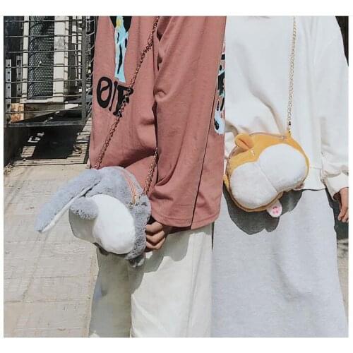 EMS 10 pieces corgi Dog arse ass Butt Shoulder Bag Plush Zipper Money Wallet For Girls Shoulder bag Funny Birthday Gift