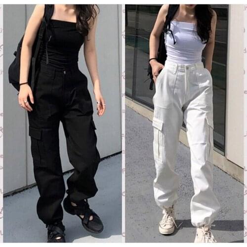 European and American womens fashion street shot explosion models autumn and winter trousers BF wind show high cool overalls wo