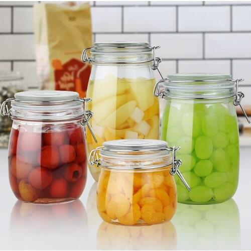 Sealed Buckle Square Round Sealed Jar Glass Jar Lemon Honey Jar Canned Fruit Storage Storage Tank Sealed Buckle Cans for Storage