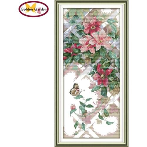 GG Butterfly Over Flowers Cross Stitch DIY Christmas Gift Embroidery Paintings Joy Sunday Cross Stitch Sets for Home Decor