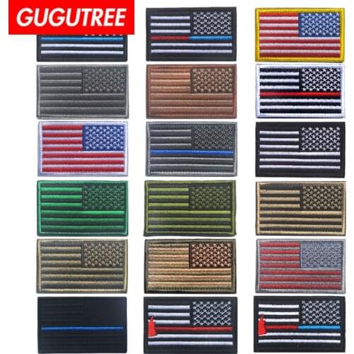 GUGUTREE embroidery HOOK&LOOP Old Glory patches national flag patches badges applique patches for clothing AD-151