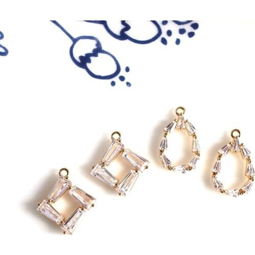 Wholesale 2 pcs/lot gold color rectangular charms golden jewelry making craft findings DIY for women components accessories