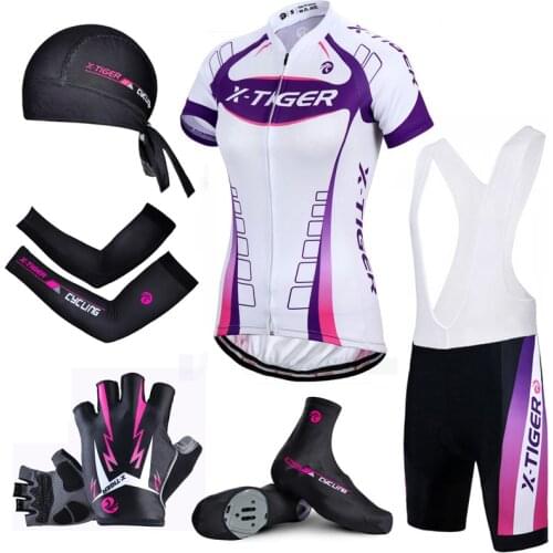 X-Tiger Pro Women Summer Cycling Set Quick-Dry Racing Bicycle Cycling Clothing Breathable Mountain Bike Clothes Cycling Jersey