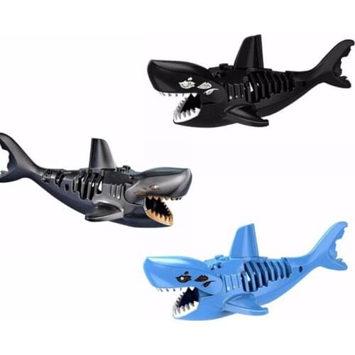 Building Blocks 3D Shark Assembled Toys Ghost Zombie Shark Jack Sparrow Pirates Of The Caribbean Hulk Legoings Toys For Child
