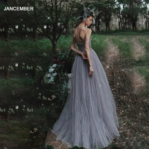 LDR79 Blue Evening Dress Starry Sky Long Toast Dress Bridal Dress Butterfly Backless French Banquet Ball Gown