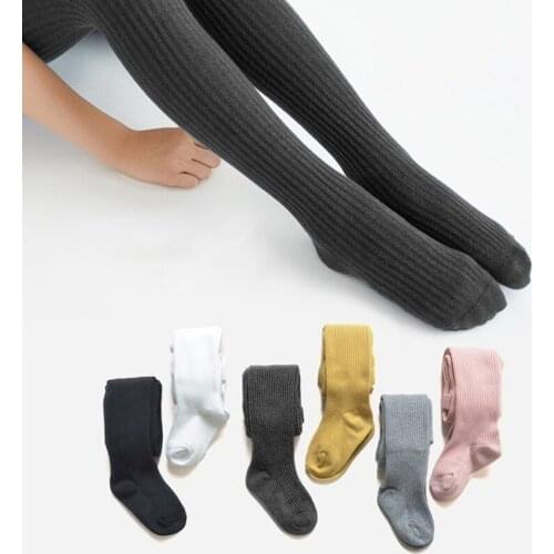 Hot Baby Toddler Kid Girl Ribbed Stockings Cotton Warm Pantyhose Solid Candy Color Tight 1-12Years Baby Autumn Winter Tights