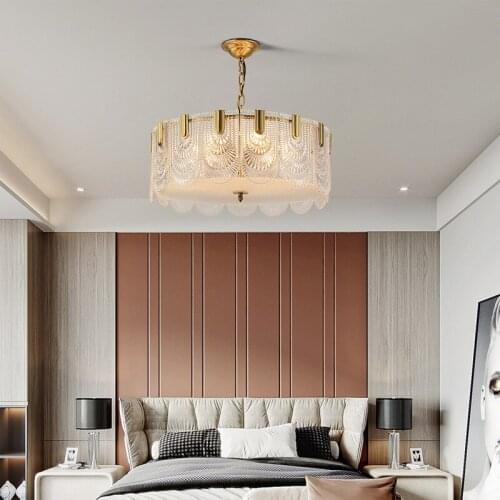 Copper chandelier, light luxury designer, Nordic minimalist American European style living room bedroom dining glass chandelier