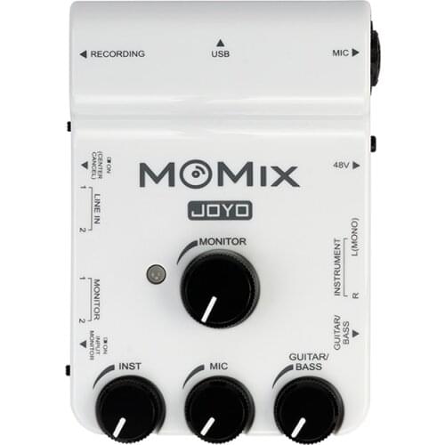 JOYO MOMIX Portable Sound Card Mixer for Recording Live Streaming Phone to microphone, guitars,keyboard, electronic drum sets