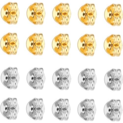 200pc/lot 4.5X5mm Stainless Steel Ear Plug Stopper Connector Gold Silver DIY Jewelry Making Findings Accessories