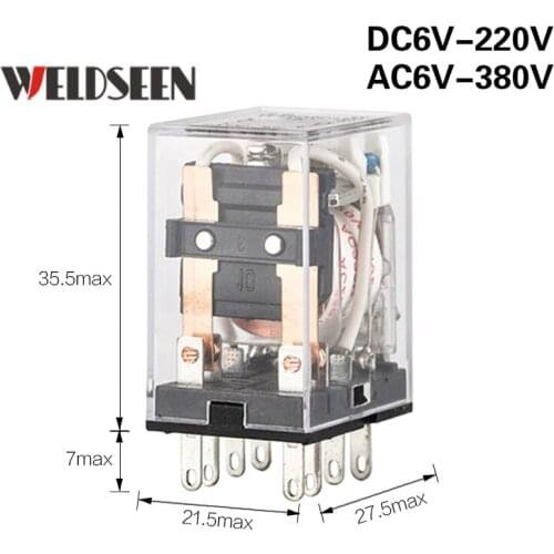 Intermediate Electromagnetic Relay HH52PL 8Pins 5A Silver Contact 12V 24V 36V 48V 110V 220V 380V