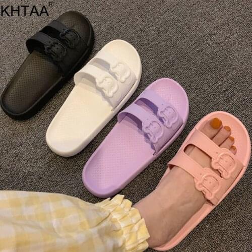 Womens Slippers Buckle Ladies Indoor Girl Slides Flat Shoes Woman Comfort Casual Footwear Non Slip Female Soft Sole 2021 Summer