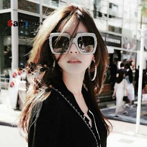 2018 New Diamond Oversized Square Sunglasses Women Men High quality Sunglasses Luxury Eyeglasses Lentes de sol