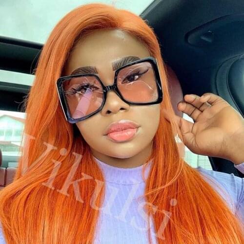 Brand Square Sunglasses Women Vintage Lightning Temple Oversized Sun Glasses For Female Popular Big Black Pink Shades Eyewear