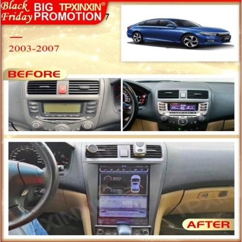 128G 2 Din Android Tesla Stereo For Honda Accord 7 2003 2004 2005 2006 2007 GPS Audio Radio Receiver Player Head Unit