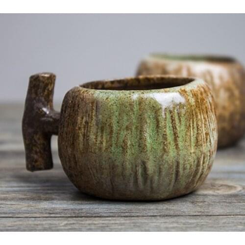 Vintage Pottery Tea Bowl Tea Cup With Handle Japanese Cup Ceramic Cups Teacup Teaware Drinkware Container Handmade Pu'er Bowls