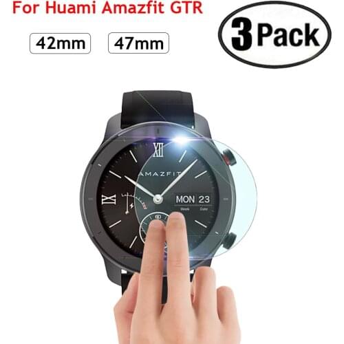 3pcs Tempered Glass Screen Protector Film Cover For Xiaomi Huami Amazfit Verge 3 GTR 47 42mm Smart Watch Protective Accessories