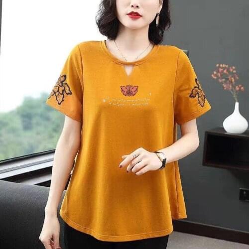 Cotton T Shirt Female 2021 New Loose Plus Size 4XL Women T-Shirts Summer Fashion Short Sleeve Shirt O-Neck Woman T-Shirt X199