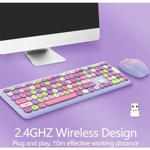 2.4G Wireless Keyboard Mouse Combos with USB Receiver 110 Keys Keyboard 3 Keys Mouse Set for PC Laptop Computer Home Office