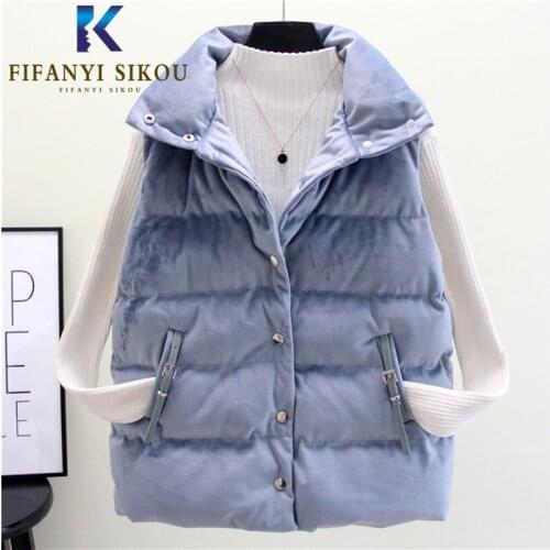 2020 Winter Jacket Velvet Vest Women Loose Sleeveless Jacket High quality Down Cotton Vest Coat Female Thick Warm Waistcoat