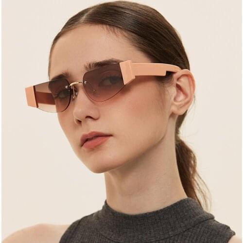 2021 New Brand Design Square Frameless Sunglasses Women Fashion Ladies Outdoor small frame Sun Glasses Shades Oculos De Sol