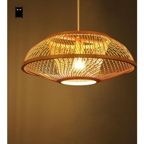 Bamboo Wicker Rattan Embryo Shade Pendant Light Fixture Country Retro Vintage Hanging Lamp Plafon Design Dining Table Tea Room