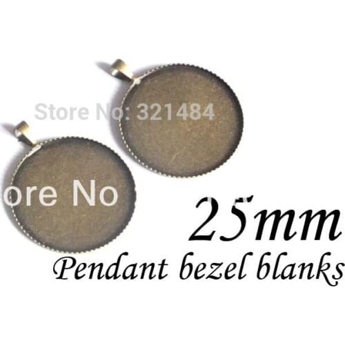 Free ship! 100pcs/lot Antique Bronze Tone Metal Pendant Base/Pendant Tray 25mm Bezel Blank Cameo Setting