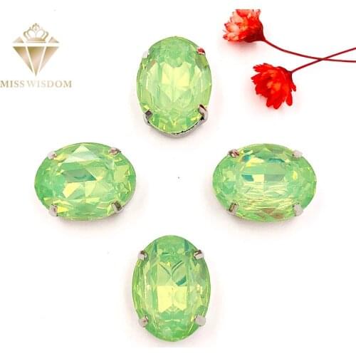 Free shipping Matt Light green opal oval shape sew on rhinestones flatback Resin loose rhinestones DIY garment Accessories