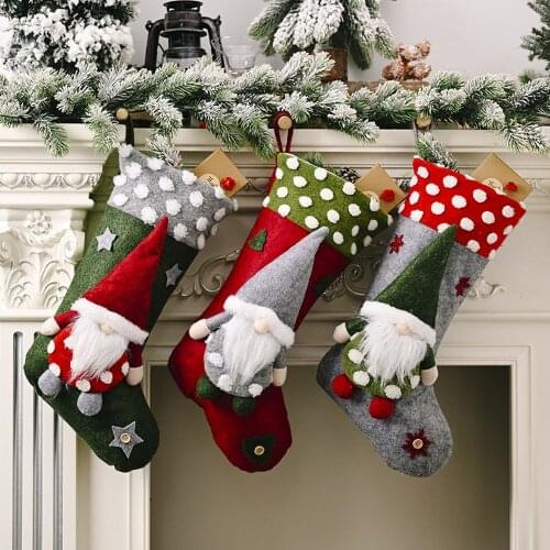 Faceless Doll Christmas Stocking Gift Bag Christmas Decoration Socks Children Gift Candy Bag Fireplace Festival Home Decor