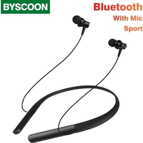 Byscoon Noise Cancelling Earphone Bluetooth 5.0 Wireless Headset Magnetic Neckband Earphones Waterproof Sport Earbud with Mic