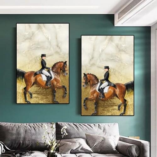 Girl Riding A Horse Canvas Painting Modern Gentleman Beauty Poster Print Wall Art Picture for Living Room Home Decoration