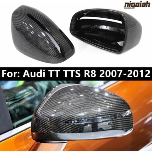 For Audi TT TTS R8 MK MK1 2007-2012 RearView Mirror Cover Case Carbon Fiber Side Door Wing Mirror Caps Replacement OEM Fitment