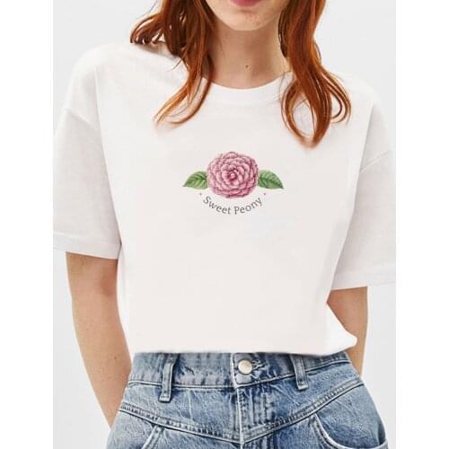 BLINGPAW Graphic T Shirts Flowers Print T-shirt Pure Cotton Harajuku Unisex Tees Summer Tee Shirts Ladies Tops Woman Tshirts