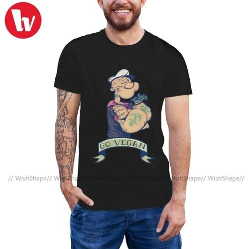 Popeye T Shirt Vegan Popeye T-Shirt Streetwear Short Sleeve Tee Shirt Fun Plus size Cotton Mens Print Tshirt