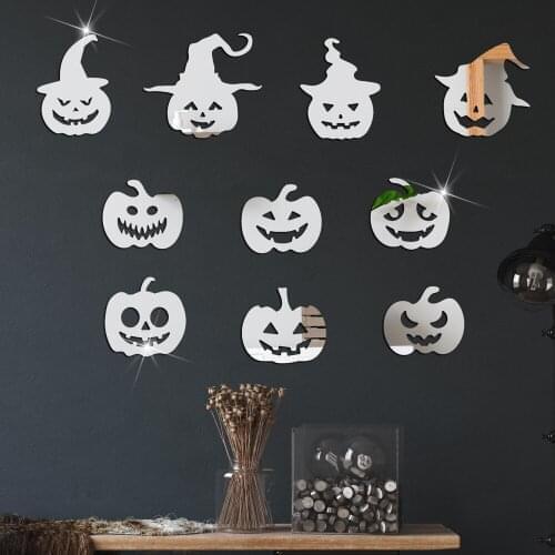 Halloween Pumpkin Acrylic Mirror Wall Stickers DIY Self-adhesive Wall Sticker Living Room Bar Haunted House Halloween Decoration