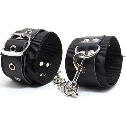 Quality Novelty Gift Nylon & Leather Wrist Restraints Hand Cuffs , Wrist Ring Sex Toys For Couples Sex Game Adult Sex Products