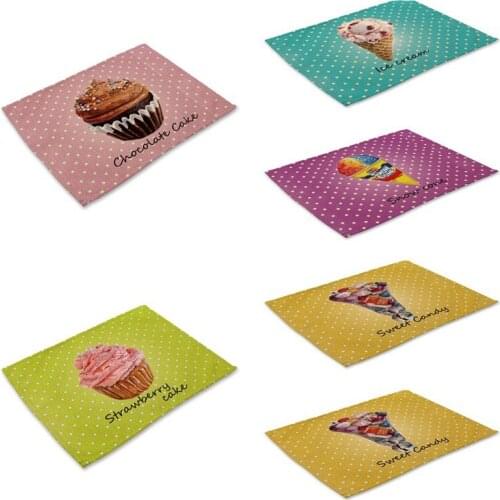 Ice Cream Cake Pattern Table Mat Colorful Dots Table Napkin Placemat Kitchen Decoration for Wedding Party