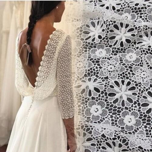2019 Latest Wedding dress Guipure lace fabric DIY sewing embroidery Embroidery Lace Fabric material cloth fabric